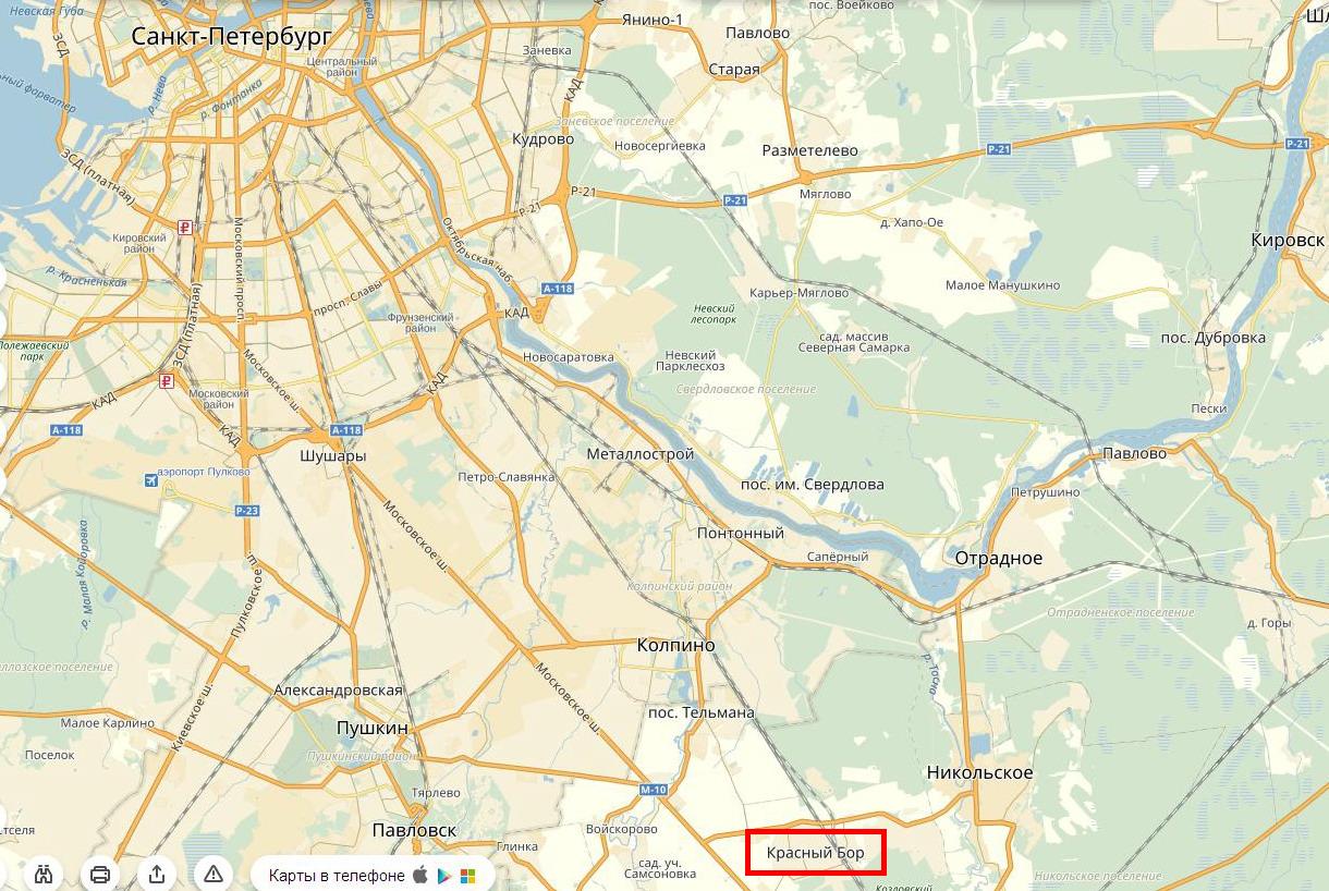 Старая карта колпино